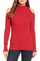 Women's Halogen Rib Knit Cold Shoulder Sweater, Size - Red