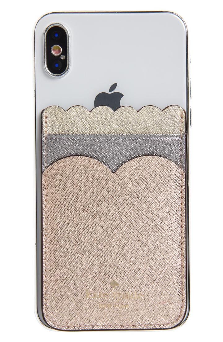 Kate Spade New York Phone Triple Sticker Scalloped Glitter Pocket -