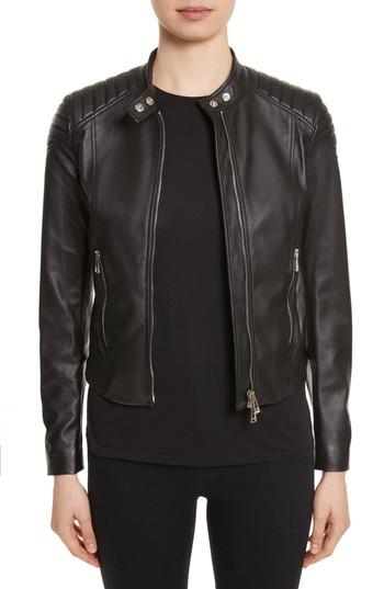 Women's Belstaff Mollison Leather Moto Jacket Us / 42 It - Black
