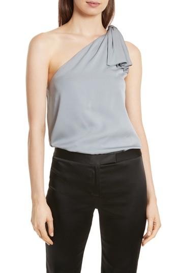 Women's Milly Cindy One-shoulder Stretch Silk Top - Metallic