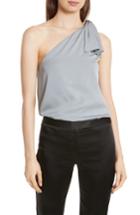 Women's Milly Cindy One-shoulder Stretch Silk Top - Metallic