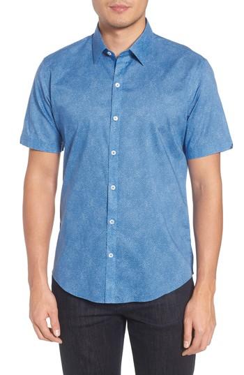 Men's Zachary Prell Siguenza Floral Short Sleeve Sport Shirt, Size - Blue