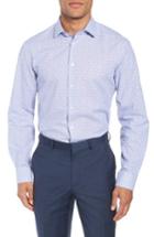 Men's Calibrate Trim Fit Print Cotton & Linen Dress Shirt 32/33 - Red