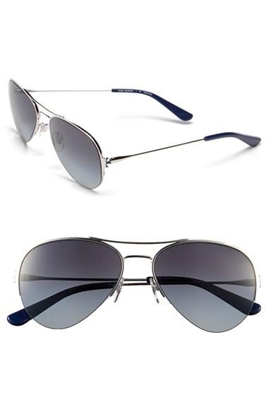Women's Tory Burch 55mm Rimless Aviator Polarized Sunglasses -