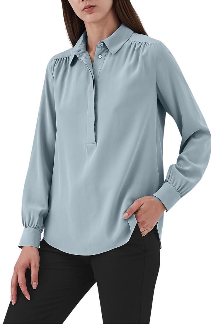 Women's Something Navy Draped Front Top, Size - Pink