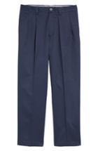 Men's Nordstrom Men's Shop 'classic' Smartcare(tm) Relaxed Fit Double Pleated Cotton Pants X 30 - Blue (online Only)