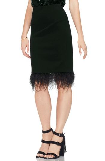 Women's Vince Camuto Feathered Hem Pencil Skirt, Size - Black