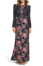 Women's Tadashi Shoji Lace Bodice Brocade Gown - Blue