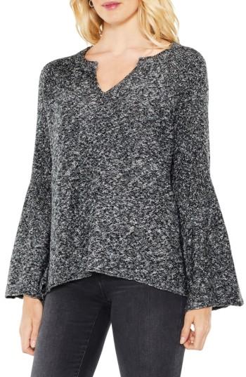 Women's Two By Vince Camuto Bell Sleeve Ribbed Sweater - Black