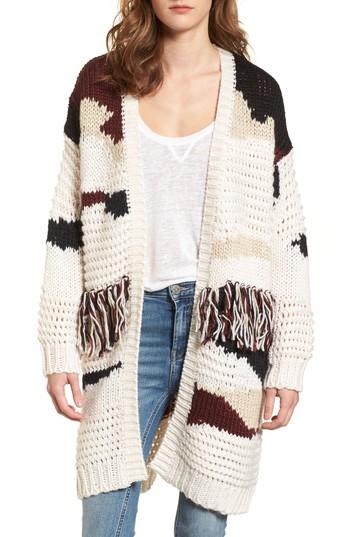 Women's Willow & Clay Chunky Fringe Cardigan, Size - Purple