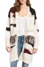 Women's Willow & Clay Chunky Fringe Cardigan, Size - Purple