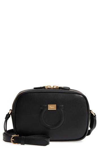 Salvatore Ferragamo Gancio Leather Camera Bag - Black