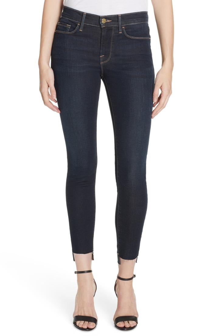 Women's Frame Le Skinny Raw Step Hem Ankle Skinny Jeans - Blue