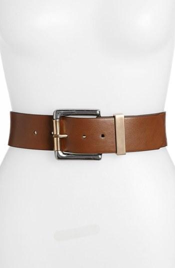 Isaac Mizrahi New York Faux Leather Belt Brown Gold