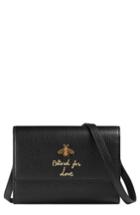 Women's Gucci Animalier Bee Leather Wallet - Black