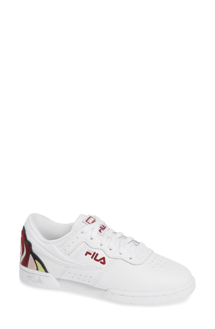 Women's Fila Original Fitness Floral Embroidered Sneaker M - White