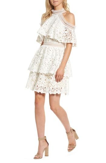 Women's Elliatt Saint Cloud Cold Shoulder Ruffle Dress - White