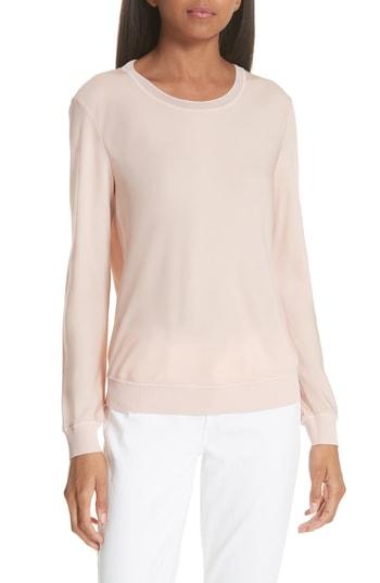 Women's Theory Crewneck Silk Top, Size - Pink