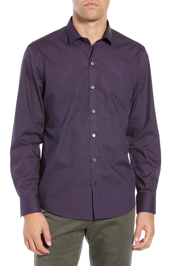 Men's Zachary Prell Delano Regular Fit Print Sport Shirt - Blue