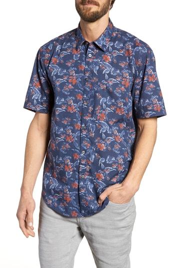 Men's Coastaoro Independence Floral Print Sport Shirt - Blue