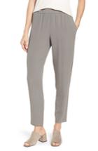 Women's Eileen Fisher Slouchy Silk Crepe Ankle Pants - Grey