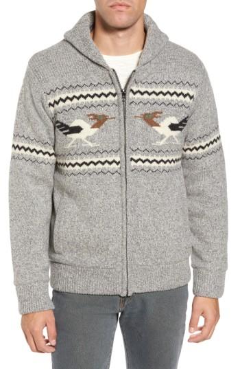 Men's Schott Nyc Road Runner Wool Blend Cardigan - Grey