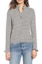 Women's Noisy May Merle Stripe Zip Top - White