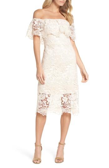 Women's Chelsea28 Off The Shoulder Lace Midi Dress - Ivory