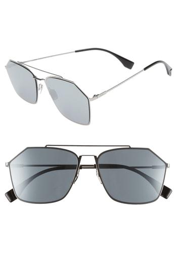 Men's Fendi 59mm Navigator Sunglasses - Ruthenium