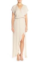 Women's Maids Rory Beca 'plaza' Faux Wrap Silk Georgette Cutaway Gown - Beige