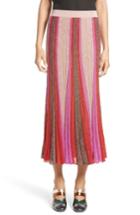 Women's Missoni Metallic Knit Colorblock Pleated Skirt Us / 40 It - Pink