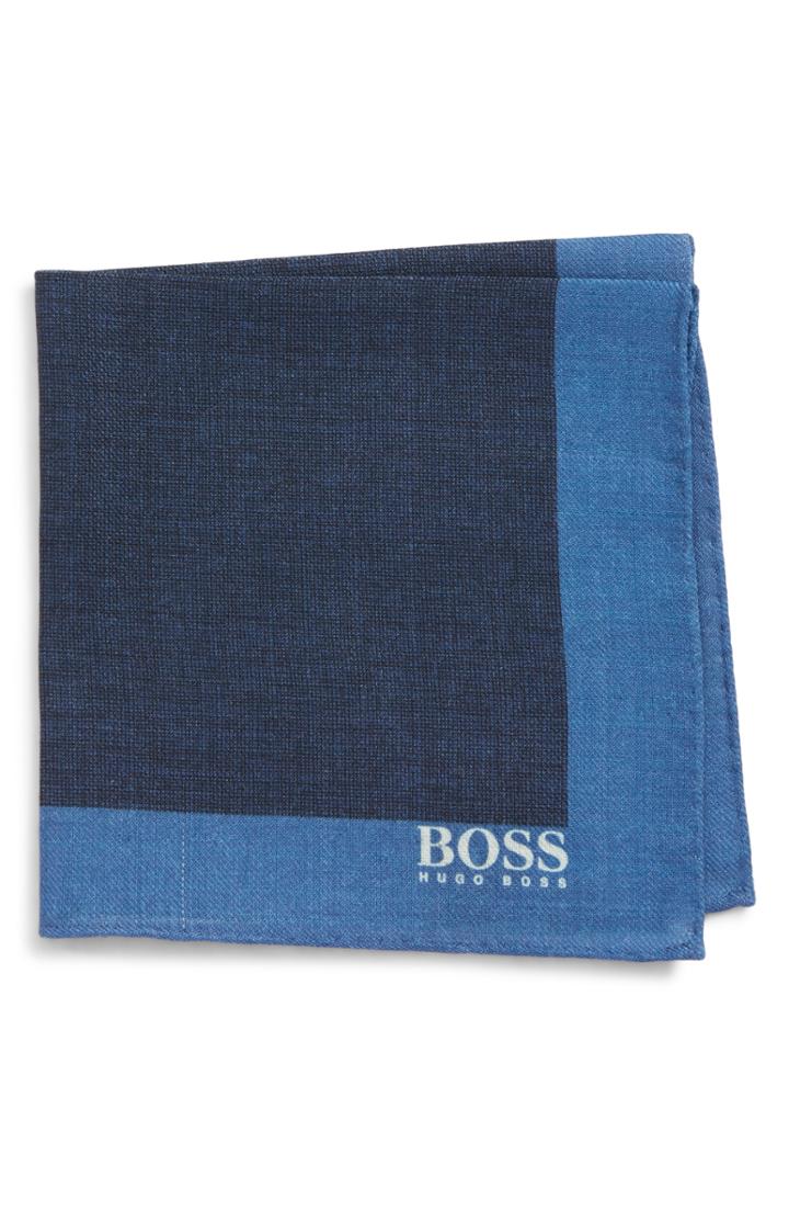Men's Boss Solid Wool Pocket Square, Size - Blue