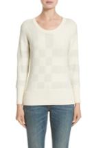 Women's Burberry Check Knit Wool Blend Sweater - White