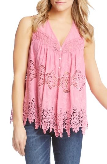 Women's Karen Kane Embroidered Cotton Blouse - Pink