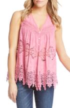 Women's Karen Kane Embroidered Cotton Blouse - Pink