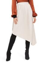 Women's Topshop Asymmetrical Pleat Midi Skirt Us (fits Like 0-2) - Beige