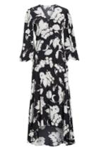 Women's Ganni Floral Silk Wrap Dress Us / 36 Eu - Black