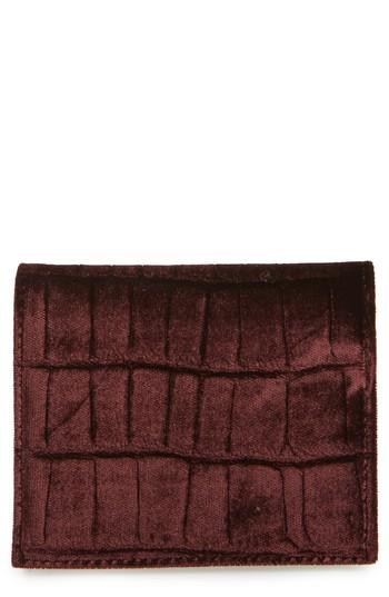 Women's Allsaints Small Keel Croc Embossed Velvet Wallet - Burgundy