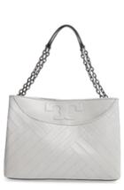 Tory Burch Quilted Slouchy Leather Tote - Grey