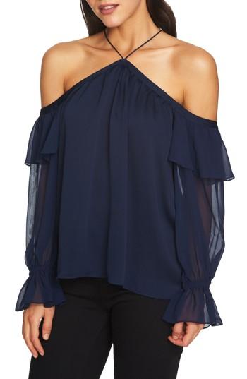 Women's 1.state Cold Shoulder Halter Top, Size - Blue