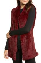 Women's Love Token Genuine Rabbit Fur & Knit Vest - Burgundy