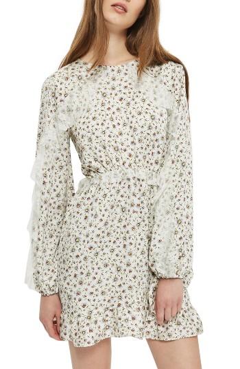Women's Topshop Daisy Print Skater Dress Us (fits Like 0-2) - Ivory