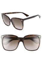 Women's Gucci 57mm Square Sunglasses - Havana/ Brown