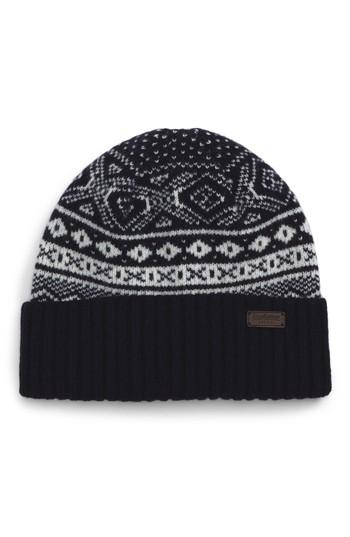 Men's Barbour Gisburne Knit Wool Beanie - Blue