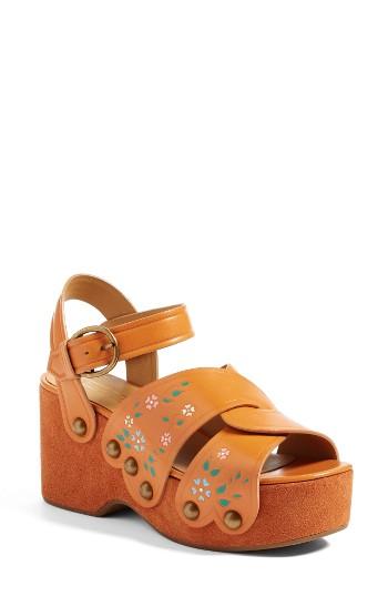 Women's Marc Jacobs Wildflower Wedge Sandal Eu - Orange