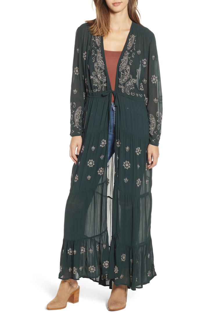 Women's New Friends Colony La Cienega Embroidered Kimono /small - Green