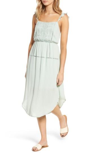 Women's Lush Embroidered Midi Dress - Green