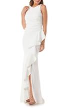 Women's Carmen Marc Valvo Infusion Cutaway Cascade Gown - Ivory