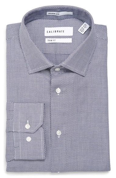 Men's Calibrate Trim Fit Print Dress Shirt