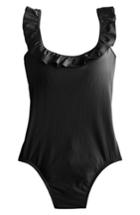 Women's J.crew Ruffle Scoop Back One-piece Swimsuit - Black